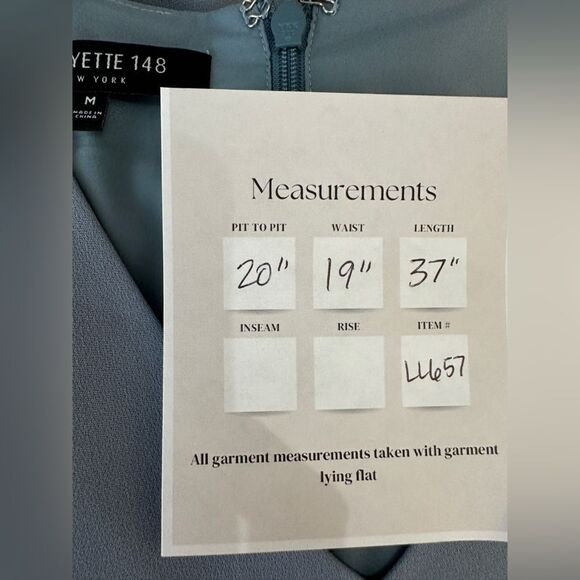 Lafayette 148 Elegant Blue V-Neck Dress with Tie Sleeves Size M - Picture 10 of 10